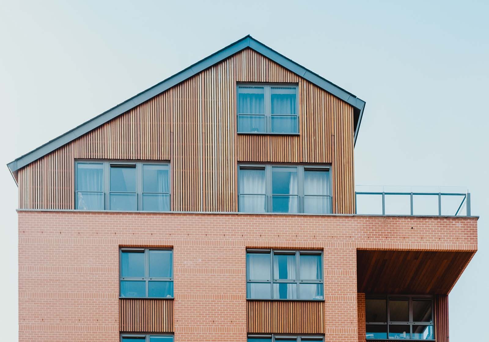 Neubau Fassade Holz Backstein